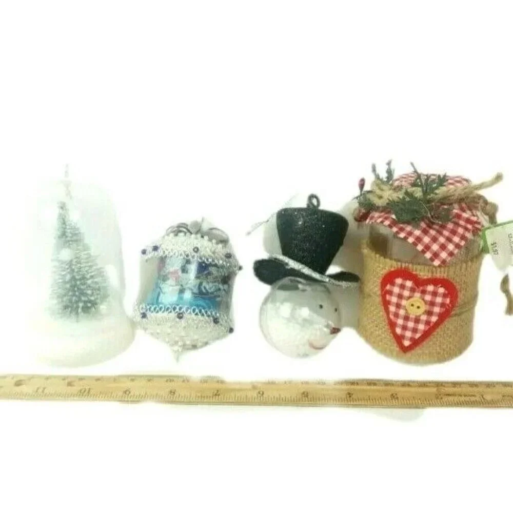 Vintage Christmas Tree Ornaments Holiday Season Lot of 4 Decor Gift Toppers - Picture 9 of 10